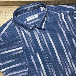 Tommy Bahama The Bahama Coast Island Zone Button Shirt Men' s Large Blue Stripes